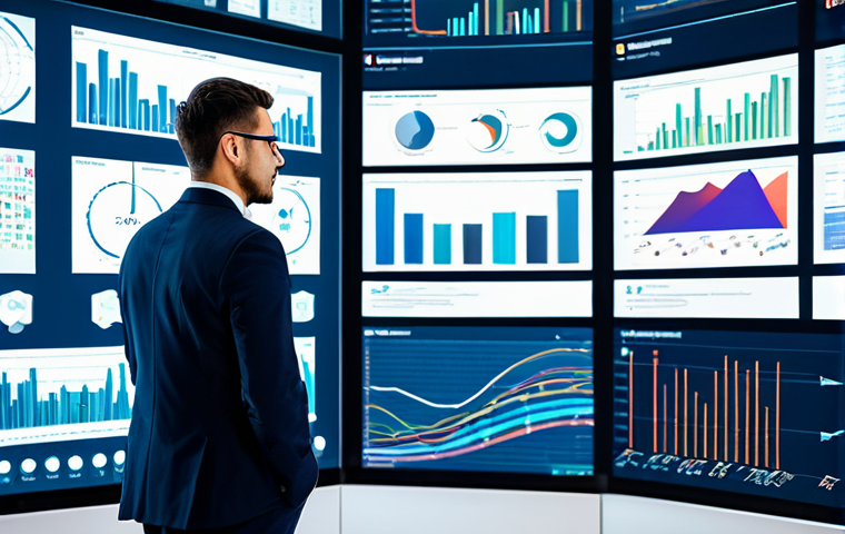 A professional data scientist, wearing a modest business suit, stands in a modern, brightly lit technology hub. The individual is observing a large digital screen displaying complex, abstract data visualizations, predictive analytics charts, and interconnected network diagrams, symbolizing the deciphering of consumer behavior. The background is clean and futuristic, with subtle glowing lines representing data flow. The image conveys strategic insight and forward-thinking analysis. Safe for work, appropriate content, fully clothed, professional, perfect anatomy, correct proportions, natural pose, well-formed hands, proper finger count, natural body proportions, professional photography, high quality.