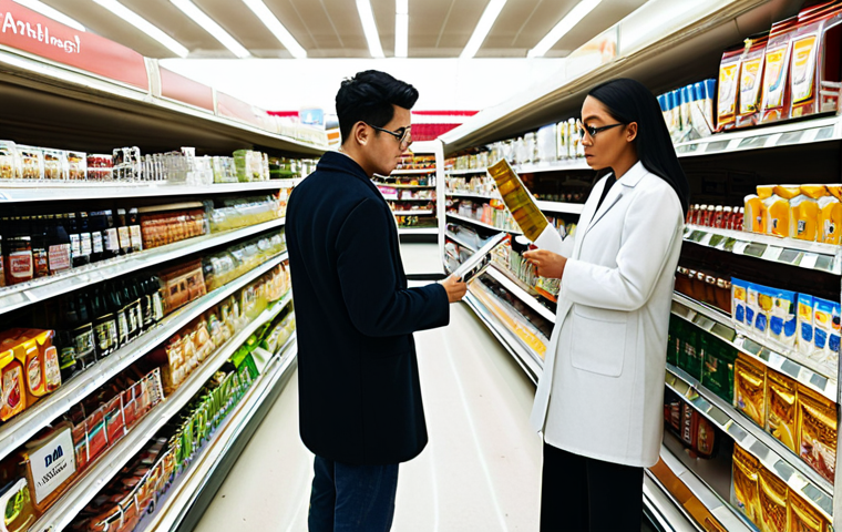 소비자 보호와 관련된 국제 규정 - Understanding Product Labels**

"A diverse group of people in a brightly lit supermarket aisle, exam...