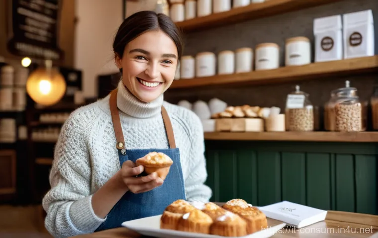 소비자 행동 연구와 비즈니스 활용 사례 - **Prompt:** A cozy, sun-drenched Italian cafe scene. A young woman, dressed in stylish but modest ev...
