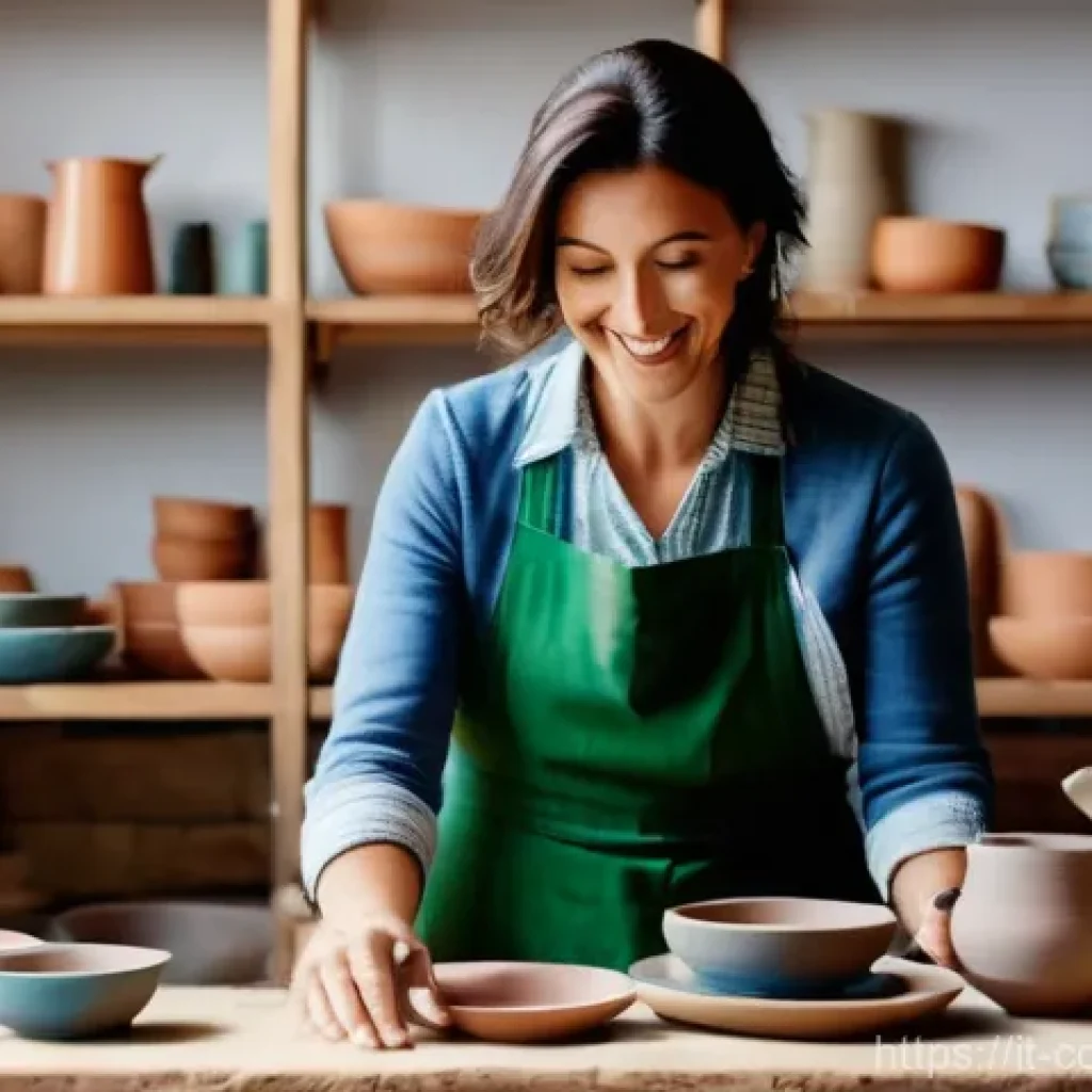 소비자중심 경영 사례와 성공적인 시장 전략 연구와 분석 - **Prompt:** A vibrant scene inside a charming, sunlit Italian artisan ceramic workshop. A friendly, ...