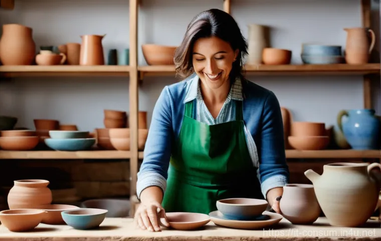 소비자중심 경영 사례와 성공적인 시장 전략 연구와 분석 - **Prompt:** A vibrant scene inside a charming, sunlit Italian artisan ceramic workshop. A friendly, ...