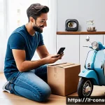 소비자 피해 사례를 통한 법적 대처 - A detailed scene of an Italian consumer at home carefully unboxing an electronic appliance purchased...