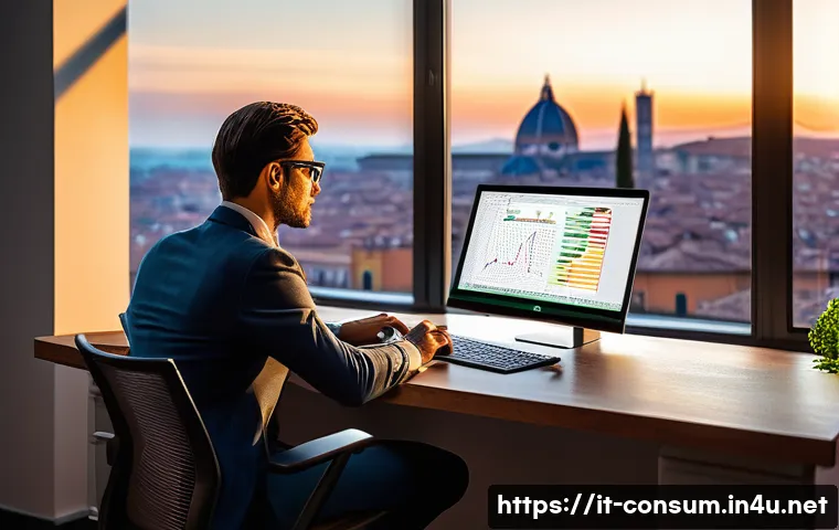 소비자전문기술사 실무 필수 도구 - A modern Italian office setting showcasing a professional consultant at a sleek desk working on a la...