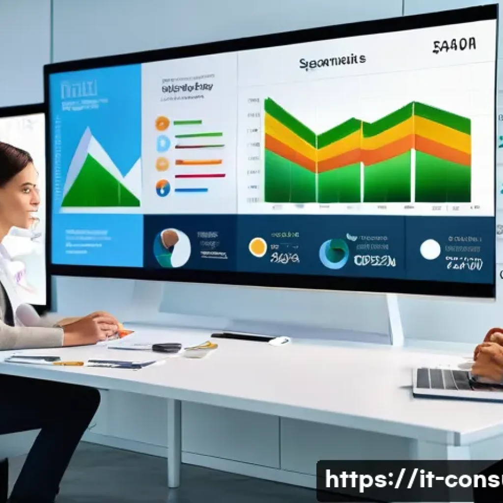 소비자 행동 데이터를 활용한 CRM 전략 - A modern office environment showing a diverse team of Italian marketing professionals analyzing dyna...