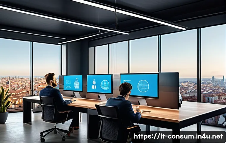 소비자 행동 데이터 활용 성공 사례 - A modern e-commerce office setting with diverse Italian marketing professionals analyzing dynamic cu...