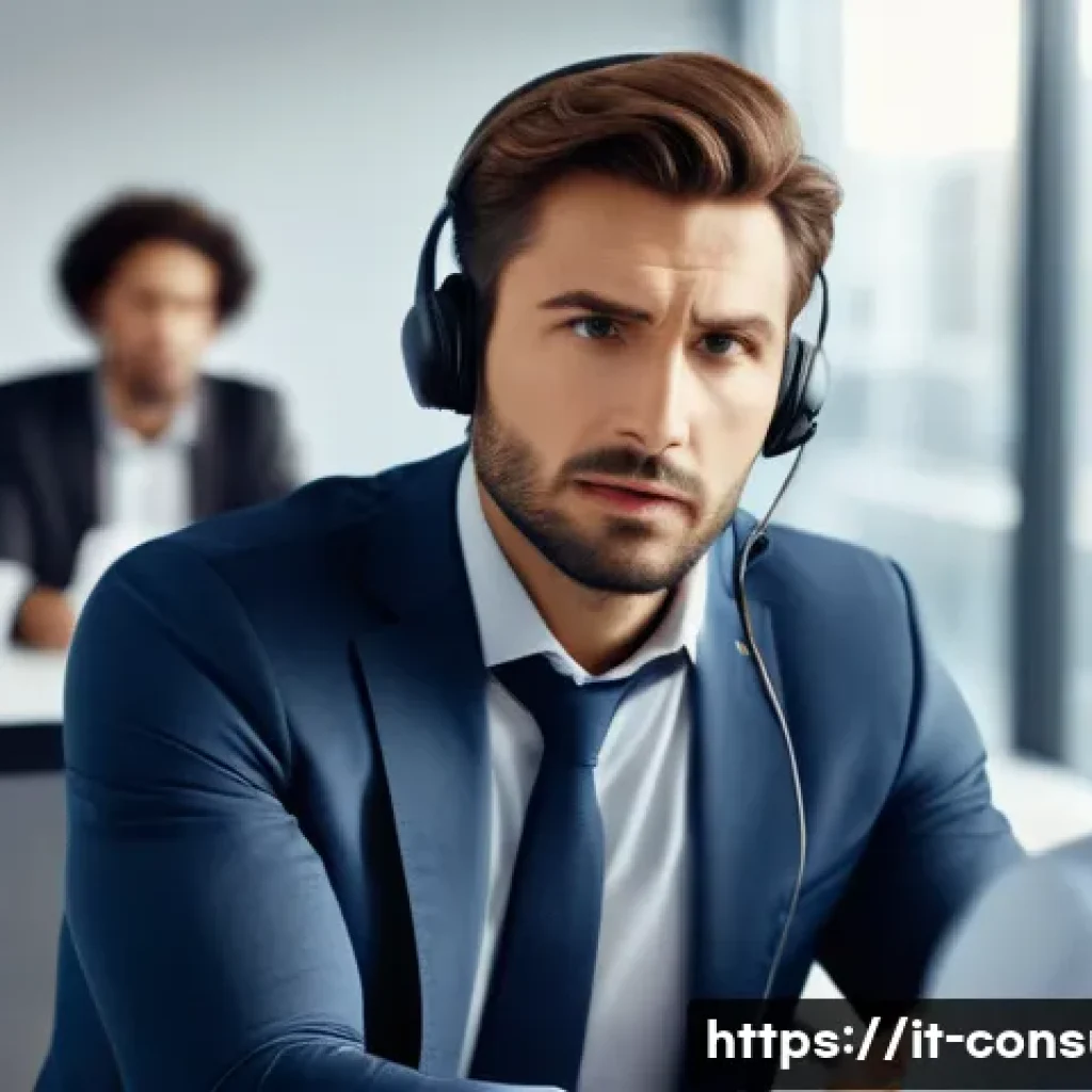 소비자 불만 관리 사례 연구 보고서 - A professional customer service representative attentively listening to a frustrated Italian client ...