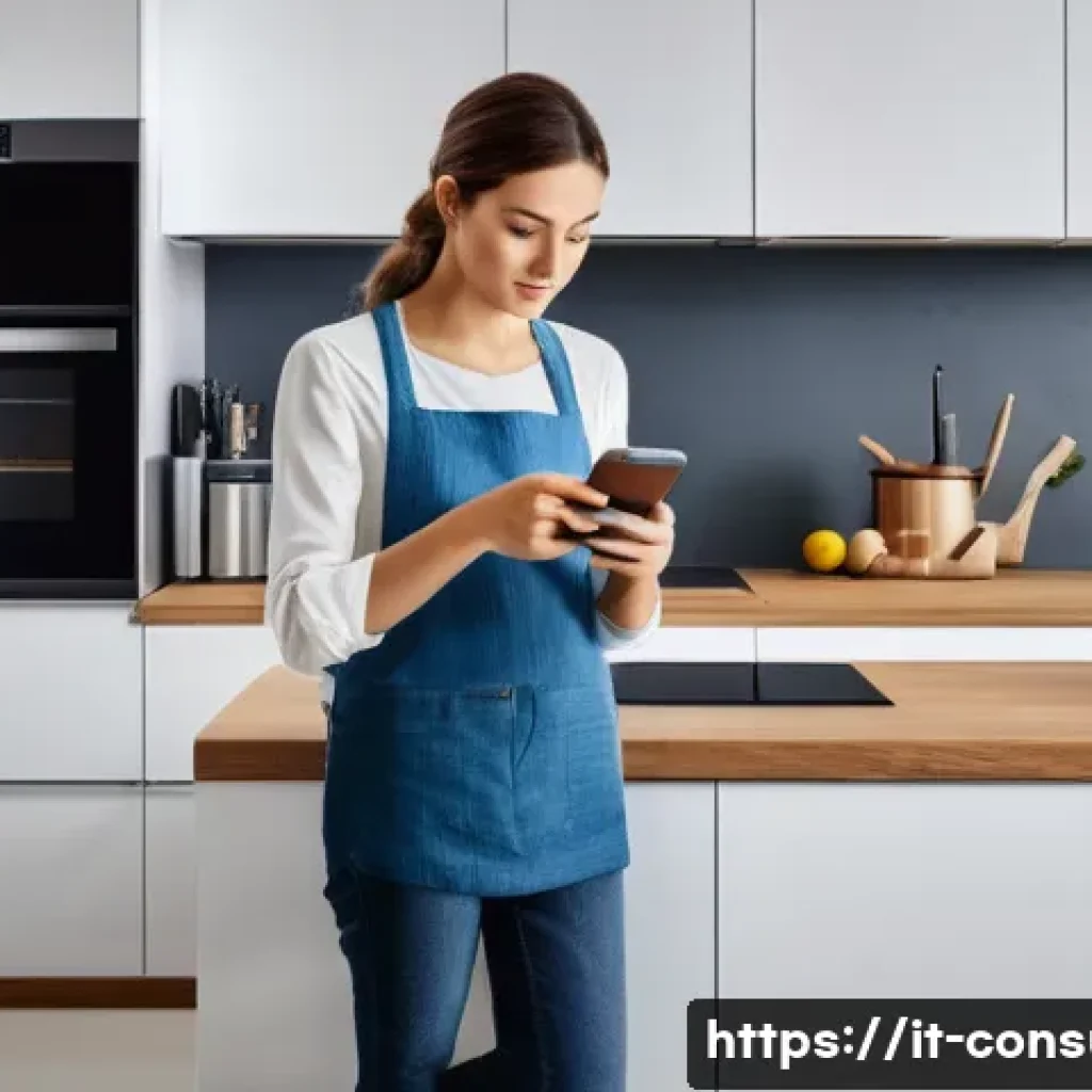 소비자 보호와 관련된 법적 대응 방안 - A detailed scene of an Italian consumer at home carefully examining a newly purchased electronic app...