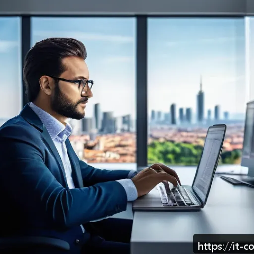 소비자전문기술사와 관련된 자격증 비교 - A professional Italian IT specialist sitting at a modern desk in a sleek office environment, focused...