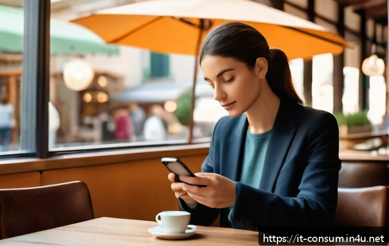 소비자 보호와 관련된 공공정책 사례 - A modern Italian consumer using a sleek smartphone app to report an online scam, sitting at a cozy c...