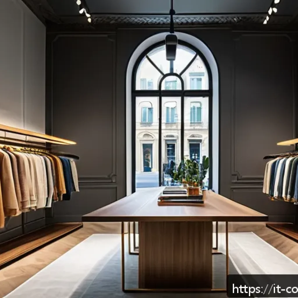 소비자 행동 데이터를 활용한 혁신과 성공 사례 - A modern Italian fashion boutique in Milan showcasing a sleek digital interface that displays person...