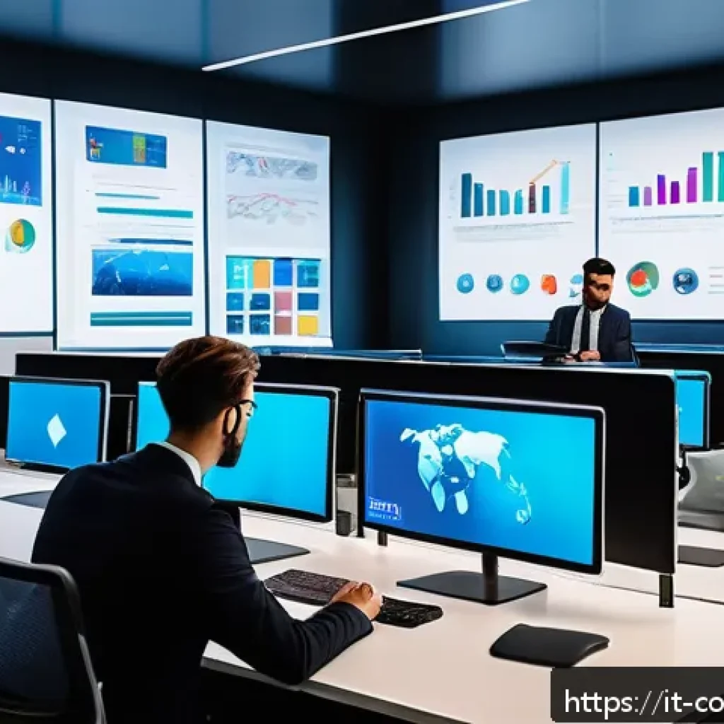 소비자 보호와 관련된 연구 논문 리뷰 - A modern office environment showing a diverse group of Italian business professionals monitoring mul...