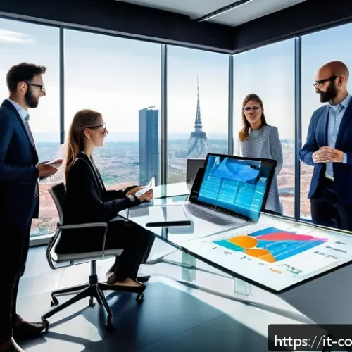 Home 33 소비자 행동 데이터 활용과 경쟁력 향상 - A modern Italian marketing office scene focused on a team analyzing dynamic customer segmentation da...