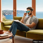 Home 20 소비자 행동 분석과 디지털 시대의 변화 - A modern Italian living room featuring a young adult using augmented reality glasses to visualize a ...